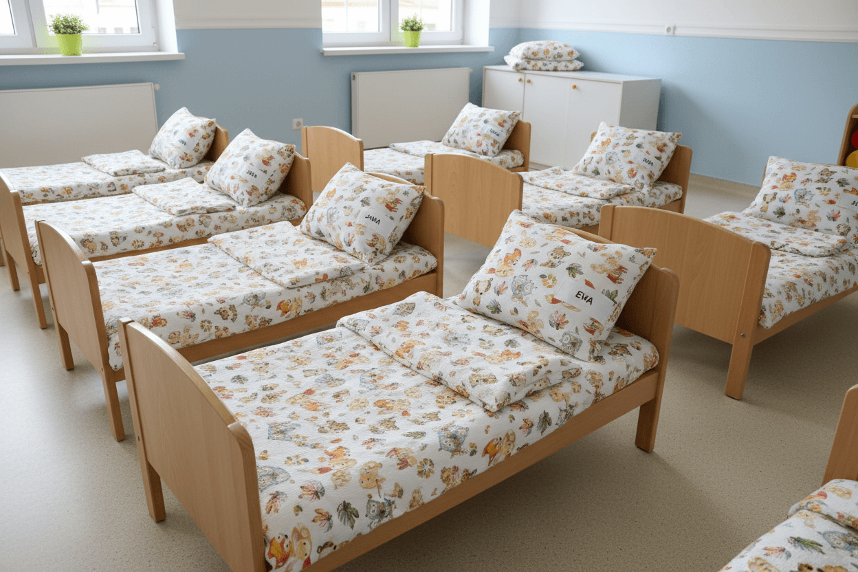 Krepové dětské povlečení do školky „Zvířecí školka“